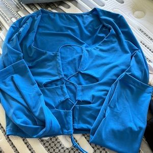 Lace Up Front Cropped Tee From Shein